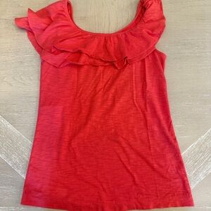 Lilly Pulitzer Coral Red Ruffled Sleeveless Tank Top